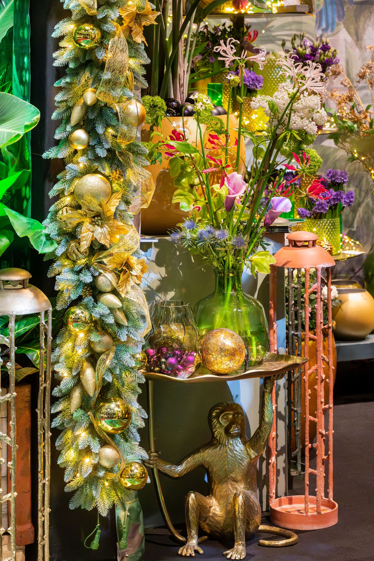 Ghirlanda Natalizia Preilluminata Per Scale - 183cm, Luci Senza Fili, Decorazione Con Fiocchi E Bacche - Foto 3